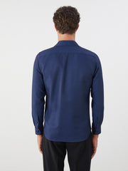 LCW Classic Navy Blue Slim Fit Long Sleeve Dobby Men Shirt