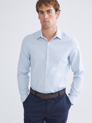 LCW Classic Navy Blue Slim Fit Long Sleeve Dobby Men Shirt