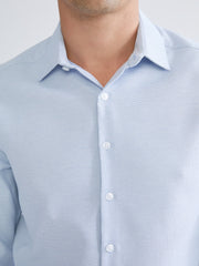 LCW Classic Navy Blue Slim Fit Long Sleeve Dobby Men Shirt