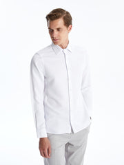 LCW Classic Navy Blue Slim Fit Long Sleeve Dobby Men Shirt