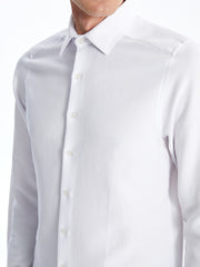 LCW Classic Navy Blue Slim Fit Long Sleeve Dobby Men Shirt