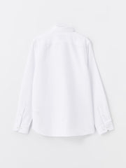 LCW Classic Navy Blue Slim Fit Long Sleeve Dobby Men Shirt