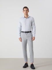 LCW Classic Navy Blue Slim Fit Long Sleeve Dobby Men Shirt