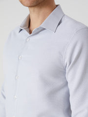 LCW Classic Navy Blue Slim Fit Long Sleeve Dobby Men Shirt