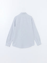 LCW Classic Navy Blue Slim Fit Long Sleeve Dobby Men Shirt