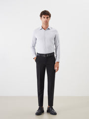 LCW Classic Navy Blue Slim Fit Long Sleeve Dobby Men Shirt