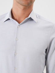 LCW Classic Navy Blue Slim Fit Long Sleeve Dobby Men Shirt