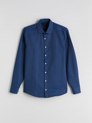 LCW Classic Navy Blue Slim Fit Long Sleeve Dobby Men Shirt