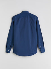 LCW Classic Navy Blue Slim Fit Long Sleeve Dobby Men Shirt