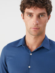 LCW Classic Navy Blue Slim Fit Long Sleeve Dobby Men Shirt