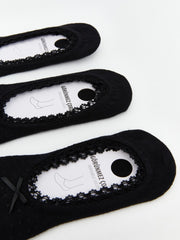 LCW Dream Black Ribbon Detailed Women Ballerina Socks 3-Pack