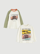 LCW Kids Beige Crew Neck Printed Boys T-Shirt 2-Pack