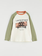 LCW Kids Beige Crew Neck Printed Boys T-Shirt 2-Pack