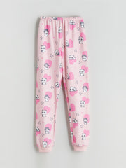 LCW Kids Crew Neck Printed Girls Pyjama Set