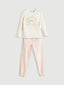 LCW Kids Ecru Crew Neck Girls Pajama Set