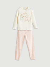 LCW Kids Ecru Crew Neck Girls Pajama Set