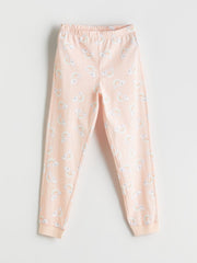 LCW Kids Ecru Crew Neck Girls Pajama Set