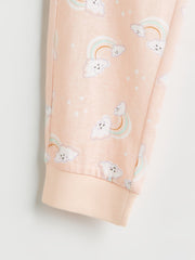 LCW Kids Ecru Crew Neck Girls Pajama Set