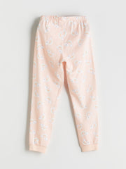 LCW Kids Ecru Crew Neck Girls Pajama Set