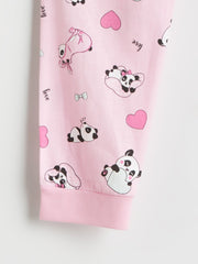 LCW Kids Turquoise Crew Neck Girls Pajama Set