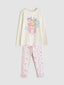 LCW Kids Ecru Crew Neck Girls Pajama Set