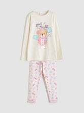 LCW Kids Ecru Crew Neck Girls Pajama Set