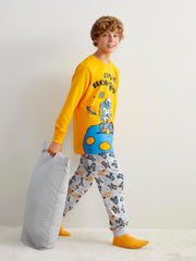 LCW Kids Orange Crew Neck Boys Pajama Set