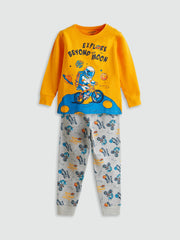 LCW Kids Orange Crew Neck Boys Pajama Set