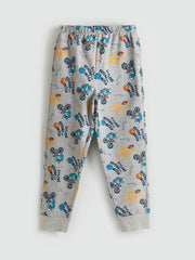 LCW Kids Orange Crew Neck Boys Pajama Set