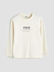 LCW Kids Beige Crew Neck Boys T-Shirt