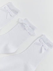 LCW Kids White Girls Ankle Socks 3-Pack