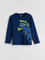 LCW Kids Navy Blue Crew Neck Boys Pajama Set