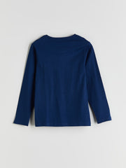 LCW Kids Navy Blue Crew Neck Boys Pajama Set