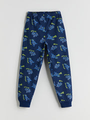 LCW Kids Navy Blue Crew Neck Boys Pajama Set