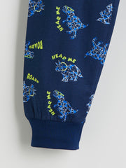 LCW Kids Navy Blue Crew Neck Boys Pajama Set