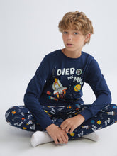 LCW Kids Navy Blue Space Printed Boys Pajama Set