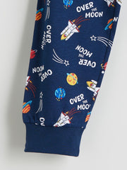 LCW Kids Navy Blue Space Printed Boys Pajama Set