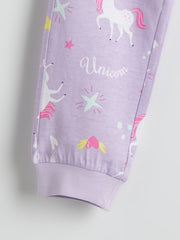 LCW Kids Ecru Crew Neck Girls Pajama Set