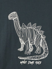 LCW Kids Anthracite Crew Neck Dinosaur Printed Boys T-Shirt