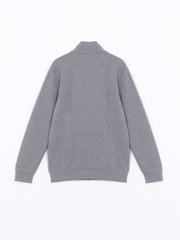 LCW Classic Gray Stand Collar Long Sleeve Men Zippered Sweatshirt