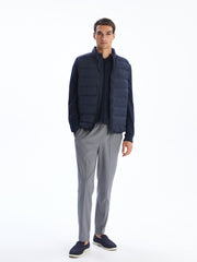 LCW Vision Black Standard Fit Stand Collar Men Puffer Vest