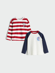 LCW Kids Ecru Crew Neck Boys T-Shirt 2-Pack