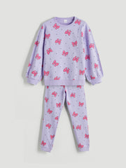 LCW Kids Lilac Crew Neck Girls Pajama Set