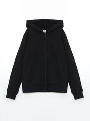 LCW Kids Hooded Basic Long Sleeve Girls Zippered Sweatshirt