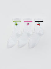 LCW Dream Green Fruit Patterned Women Ankle Socks 3-Pack