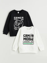 LCW Kids Black Crew Neck Printed Boys Sweatshirt 2-Pack