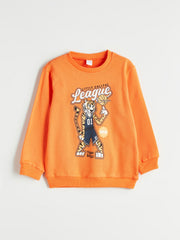 LCW Kids Orange Crew Neck Printed Boys Sweatshirt 2-Pack