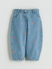 LCW Kids Relaxed Fit Floral Embroidered Girls Jeans