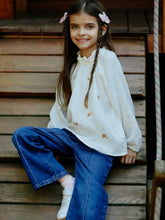 LCW Kids Ecru Ruffle Stand Collar Flower Embroidered Girls Blouse