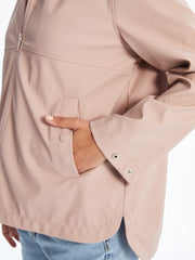 LCW Classic Pink Hooded Leather Look Women Raincoat